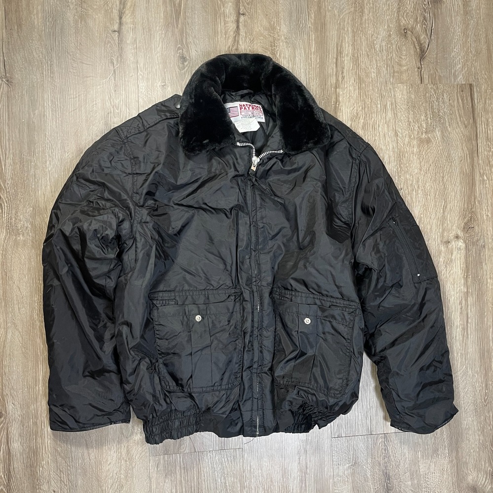 National Patrol Fur Collar Jacket Coat Medium Black Security Uniform